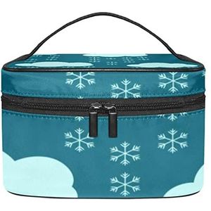 groene sneeuwende make-up organizer tas, reismake-up tas organizer case draagbare cosmetische tas voor vrouwen en meisjes toiletartikelen, Meerkleurig, 22.5x15x13.8cm/8.9x5.9x5.4in