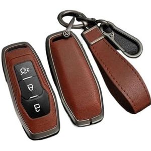 Autosleutel beschermhoes Voor Ford Voor Focus 3 4 ST Voor Mondeo 5 MK5 Voor Mustang F-150 Voor Explorer Voor Rand TPU Zinklegering Afstandsbediening Sleutel Case Cover Houder Sleutel Shell(Brown)