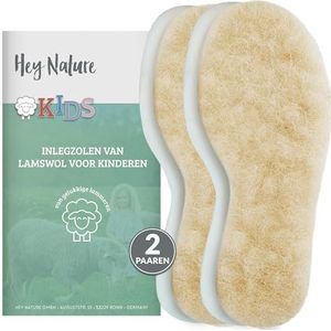 Hey Nature 2 paar inlegzolen voor kinderen van lamswol, knuffelig warme inlegzolen voor kinderen, met natuurlijke inlegzolen om de winter warm te maken, ideaal voor kinderschoenen en winterlaarzen
