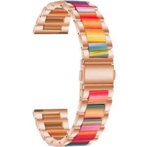 22 mm 20 mm bandlegering met harsarmband geschikt for Garmin horlogeband Venu 3 2 1/Venu2 Plus/SQ/Vivoactive 4 meerdere kleuren metalen riem (Color : Rose gold Style1, Size : 22mm)