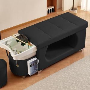 MegLob Hoofd Spa-Bed, Schoonheidssalon Thaise Massageshampoo Bed, Ergonomische Hoofdzorgbehandeling Voor Spa-Resort, Massagetafel Met U-Vormige Watermassage,zwart