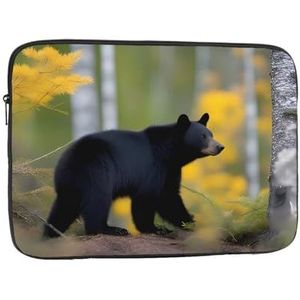 Laptop Sleeve Voor Vrouwen Laptop Sleeve Case 15 Inch Shockproof Beschermende Notebook Case Leuke Draagtas En Cover Voor Mannen Rge En Kleine Zwarte Beren Patroon Computer Draagtas