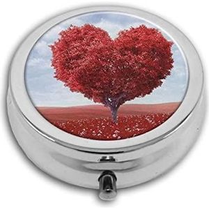 Rode Liefde Boom Pil Box-3 Compartiment Geneeskunde Pil Case, Draagbare Geneeskunde Tablet Vitamine Houder Organizer voor Portemonnee Pocket