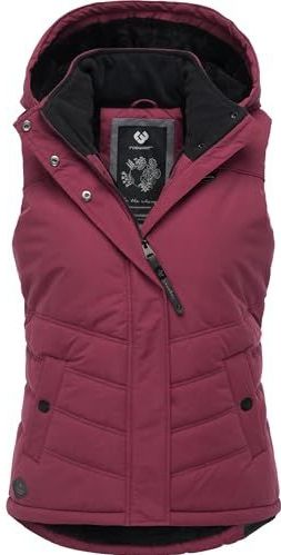 Ragwear Hesty Intl Mouwloos outdoorvest, warme winterjas, waterdicht, met afneembare capuchon, XS-6XL, Wine25, XS