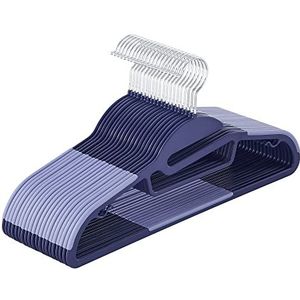 SONGMICS Plastic kleerhanger, set van 20, kleerhanger met U-vormige opening, antislip, ruimtebesparend, 0,5 cm dik, 41,5 cm breed, 360° draaibare haak, donkerblauw-lichtblauw CRP041C02