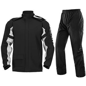 Waterdichte regenjas, Motorfiets Fiets Regenpakken Sets Winddichte Capuchon Regenkleding Lichtgewicht Waterdichte Regenjas, Splits Jas Broek Sets(Black,L)