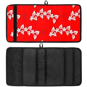 Potlood Wrap, Reizen Tekening Kleurpotlood Roll Organizer voor Artiest, Potloden Pouch Case rode bloemen