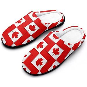 Canadese Canada Vlag Katoenen Slippers Voor Vrouwen Warme Anti-Slip Rubber Zool Huisschoenen Voor Indoor Hotel 7-8 (39-40)