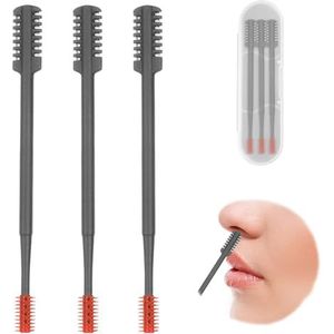 Neushaartrimmer voor dames en heren, dubbele kop, neushaartrimmer zonder stroom, handmatig en compact, neushaarscheerapparaat voor dames en heren, 3 stuks (grijs)