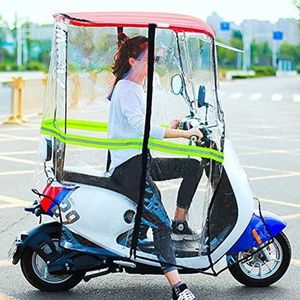 Garage voor auto's Volledig omsloten transparante scooterhoes, scooterzonnescherm en regenhoes(Red,Rearviewmirror)