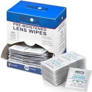 Bevochtigde lens- en glasreinigingsdoekjes - draagbaar reinigingsmiddel voor bril, camera, mobiele telefoon, smartphone en tablet - wegwerpbaar, sneldrogend, streeploos - individueel verpakt, pak van 200