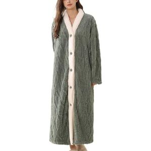 MLSHWUG - Lange Badjas - Groen - Flanel - Dames