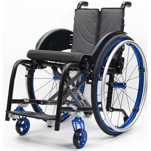 CFMAIF Rolstoel, lichtgewicht, draagbaar, aluminium, handrem, afneembare voetsteunen, voor gehandicapten (blauw, 40 cm zit)