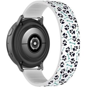 RYANUKA Solo Loop Band Compatibel met Samsung Galaxy Watch 6 / Classic, Galaxy Watch 5 / PRO, Galaxy Watch 4 Classic (Kleurrijke Hond Kat Voetafdruk Been) Elastische Siliconen Band Strap Accessoire,