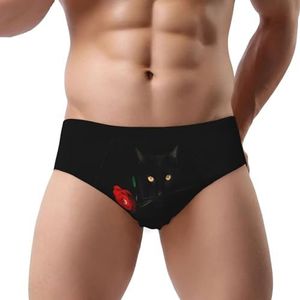 ELSMZXZD Heren slips ondergoed zwarte kat - rekbare driehoek slip voor heren, zacht, comfortabel en ademend, 3d, S