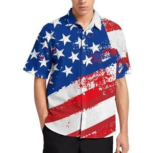USA Flag And Liberty Zomer Heren Shirts Casual Korte Mouw Button Down Blouse Strand Top met Pocket 4XL