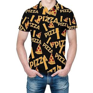 I Love Pizza heren shirt met korte mouwen golfshirts regular fit tennis T-shirt casual business tops