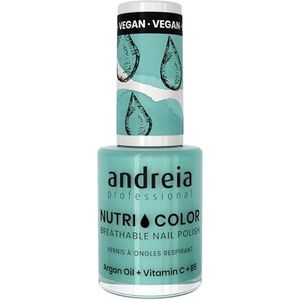 Andreia Professional NutriColor ademende nagellak - veganistisch en dierenproefvrij doe-het-zelf nail art nagellak met langdurige glanzende afwerking 10,5 ml, kleur NC33 Licht turkoois