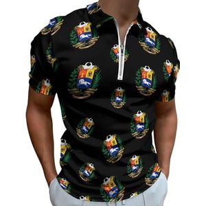 Venezuela Vlag Half Zip-up Polo Shirts Voor Mannen Slim Fit Korte Mouw T-shirt Sneldrogende Golf Tops Tees XL