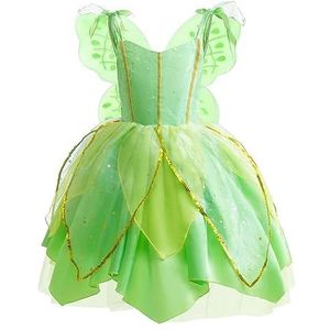 Lito Angels Tinkerbell, groene feeënjurk met vlindervleugels voor kleine meisjes, maat 2-3 jaar (etikettennummer 90)