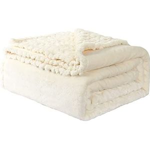 XYWHPGV Omkeerbare Fleece Deken Zachte Warme Reliëf Flanellen Deken Microfiber Pluche Effen Deken voor Bed Bank Sofa Biege Gooi (51 'x 68')(475f1 62bfd 8af2b 32aaf 7297f 5a5f9