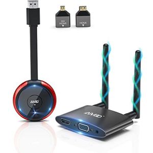 Wireless 4K 5G HDMI-zender en ontvanger voor VGA en HDMI dual screen van laptop/camera/PS5 naar HDTV/beamer/monitor, ondersteunt YouTube