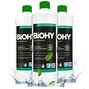 BiOHY Zachte zeep (3 x 1l Fles) | Vloerreiniger CONCENTRATE | Natuurlijke ingrediënten | toepasbaar op alle gevoelige oppervlakken | rubber, linoleum,PVC (Schmierseife)