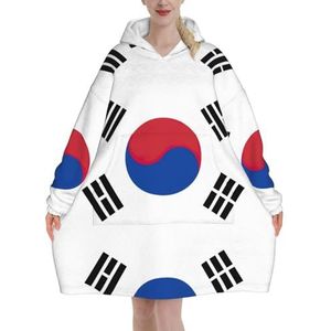Oversized Vlag Van Republiek Korea Hoodies Vrouwen Uk Pluizige Deken Hoodie Sherpa Vrouwen Fleece Draagbare Deken Mannen