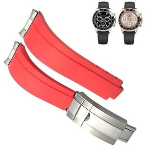 dayeer Rubber Horlogeband Fit Voor Rolex Daytona Submariner Rol OYSTERFLEX Yacht Master Korte Gesp Kleine Polsband 20mm 21mm (Color : Red Buckle Link, Size : 21mm)