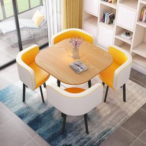 Ronde Salontafel En Stoelset, Eettafel Met Stoelenset, Zakelijke Tafel En Stoelcombinatie, Winkels Vergaderingen Kleine Ronde Tafels Kantoor Vergadertafels Katoen En Linnen (Kleur : Yellow, Maat : 8