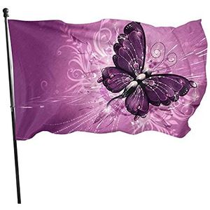 Tuinvlag 90x150cm, paarse vlinder buiten/binnen vlag decoratie decoratieve vlag muur decor tuin vlaggen, voor vieringen, festival, tuin