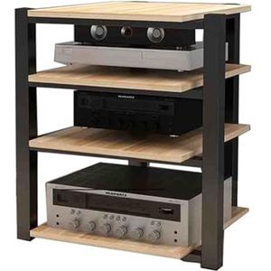 Media-opslagkast 4-laags Platenspelerstandaard Stereo-componentopslagkast For AV-versterker/draaitafel/Skybox/printer(Natural)