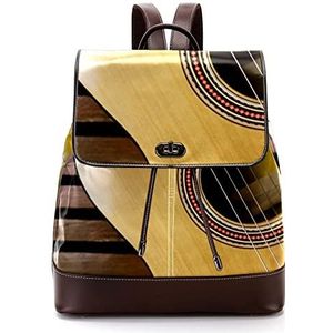 Gepersonaliseerde casual dagrugzak tas voor tiener retro bruine gitaar schooltassen boekentassen, Meerkleurig, 27x12.3x32cm, Rugzak Rugzakken