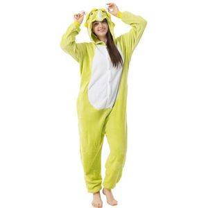 Katara 1744 Dinosaurus groen kostuum pak onesie/jumpsuit eendelig body voor volwassenen dames heren als pyjama of pyjama unisex - veel verschillende dieren