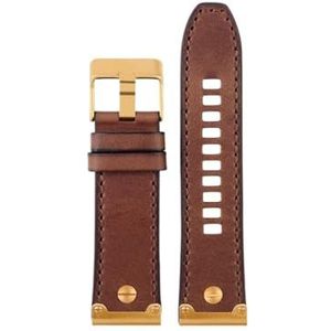 Jeniko Kwaliteit echte retro lederen horlogeband heren compatibel met DZ4343 DZ4323 DZ7406 horlogeband vintage Italiaans leer 22 mm 24 mm 26 mm (Color : C brown-golden, Size : 28mm)