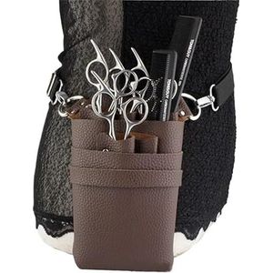 PXAMORTEL Kapperstas Haarschaartas Clips Kammentas Kapper Haarschaar Holster Pouch Houder Gereedschap Salon Heuptas Riem PU Leren Tas Kapperstas(Brown 01)