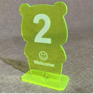 Tabelnummers, Tafelnummers, beervormige acryl tafelnummers, verpakking van 10 of 20, cm x 16, veelkleurig(Fluorescent Yellow-Number 1-10)
