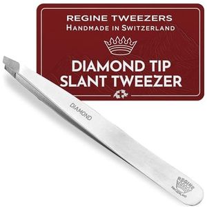 Regine Switzerland | Echte diamant tip pincet | 100% handgemaakt | chirurgisch roestvrij staal | Professionele precisie wenkbrauw- en haarverwijderaar | 's werelds beste pincet