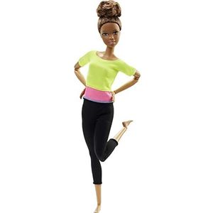 Barbie - Made to Move modepop, beweegbaar en sportief, met 22 gewrichten, vanaf 3 jaar geel