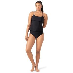 Spyder Tankini voor dames met hoge hals, buikcontrole, sneldrogend, afneembare beker, verstelbare riem, middelhoge taille, zwempakset, Zwart, M