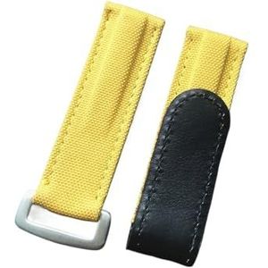 EDVENA 20 Mm Zachte Verstelbare Klittenband Nylon Lederen Horlogeband Compatibel Met Rolex DAYTONA SUBMARINER GMT Yacht-Master Armband Horlogeband (Color : Yellow-Silver Buckle, Size : 20mm)