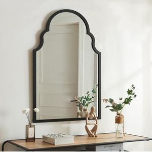 [en.casa] Wandspiegel Hämeenkyrö spiegel met frame lijst zwart 90x60 cm hal badkamerspiegel hangspiegel