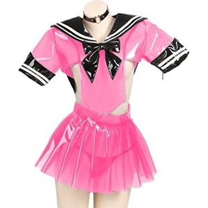 Matrozenpakje van transparant pvc, roze, L