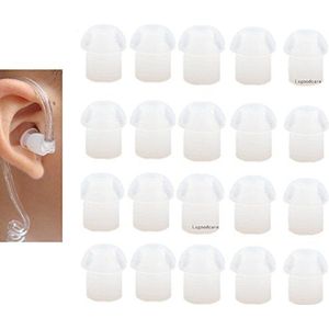 Lsgoodcare 20 stuks witte siliconen rubberen vervangende paddenstoelkop-oordopjes compatibel met Motorola Kenwood Baofeng HYT Midland Cobra 2-weg radio akoestische buis oordopjes herbruikbaar