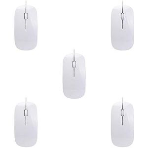 Tityvirnix 5 set Bedrade Ultradunne Mini Muis Desktop Computer Laptop Mat Zwart Wit Leuke Ergonomische Gaming Muis Wit