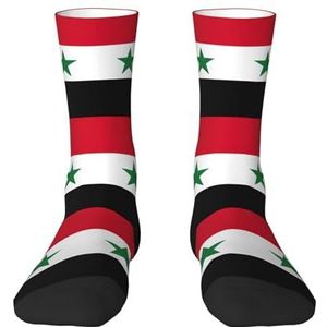 Evengigy Vlag van de Syrische Arabische Republiek Grappige Sokken Crazy Fashion Cool Gepersonaliseerde Zachte Crew Sokken voor Mannen Vrouwen Unisex, Wit, One size