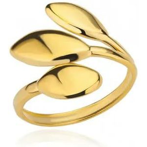 18K vergulde roestvrijstalen ringen voor vrouwen Uitgeholde ringen Geometrische open ring voor vrouwelijke sieraden - Gouden kleur-12-18K verguld