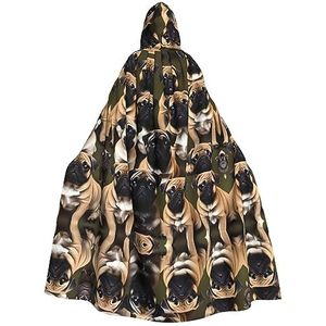 Bxzpzplj Imagen De Pug-Standard mantel met capuchon, voor dames en heren, carnavalskostuum, perfect voor cosplay, 185 cm