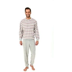 Elegante herenpyjama, badstof, lange pyjama met manchetten, ook in grote maten 61505, grijs-melange, 54