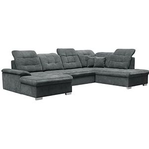 DomiMeble Hoekbank Nicole 347 x 230 x 108 cm - moderne bank, comfortabel, van zeer elastisch schuim, met bedlade, met slaapfunctie, golfveersysteem (rechterkant, Alfa 19)